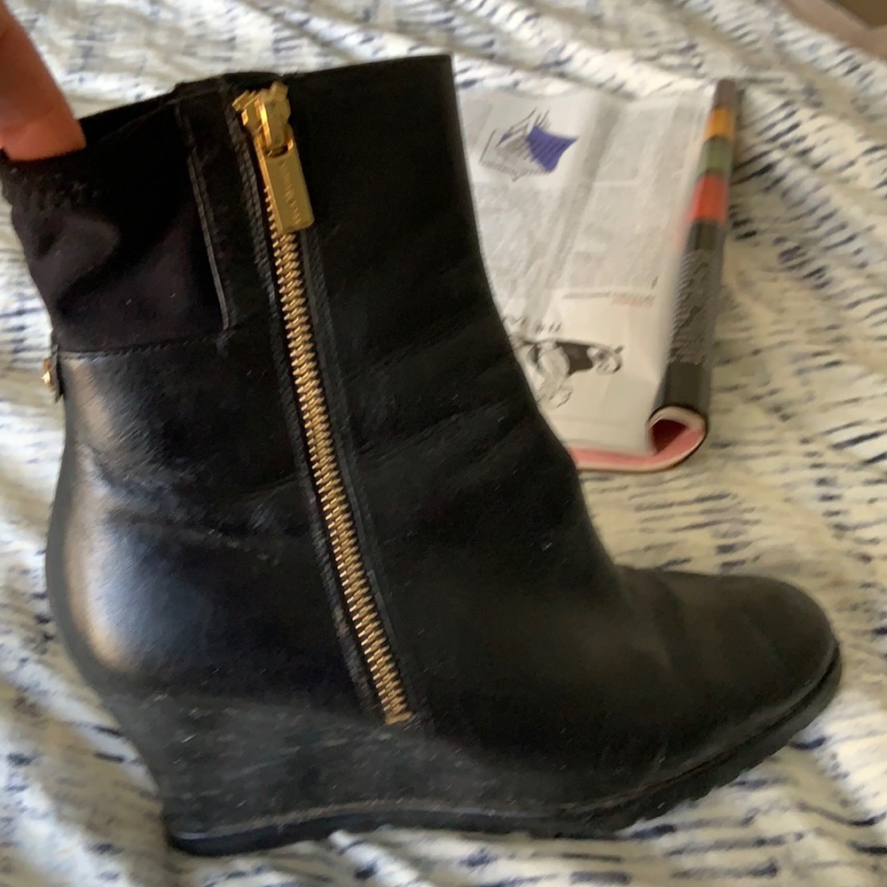 Black wedge booties